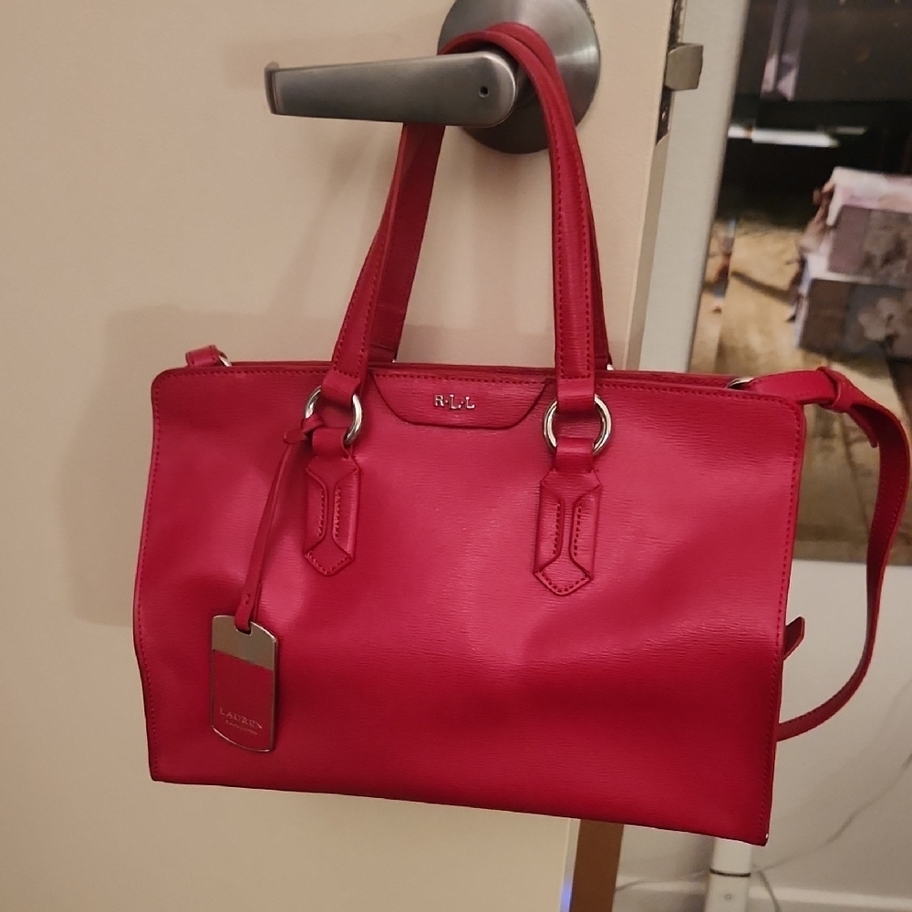 Ralph Lauren Red Leather Tote Bag